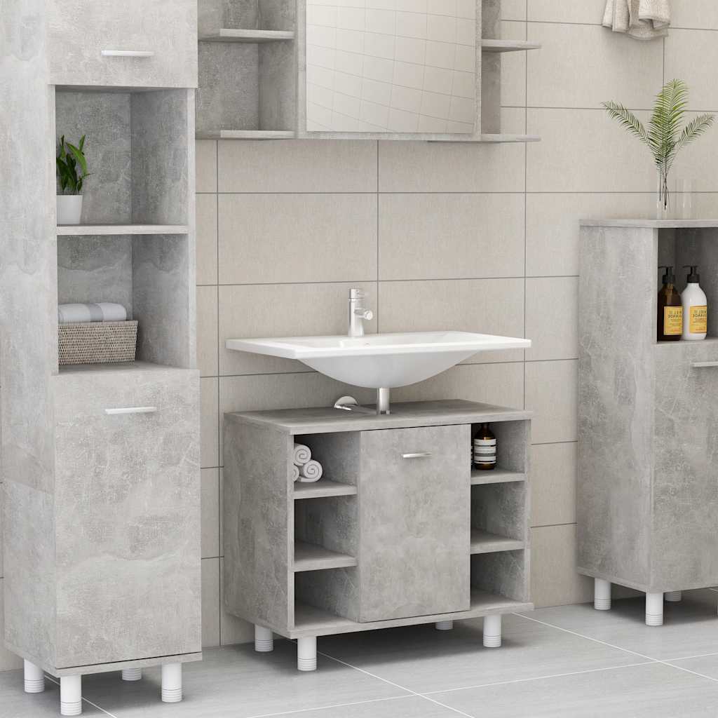 Ντουλάπι Νιπτήρα Γκρι Σκυροδέματος 60x32x53,5 εκ. Μοριοσανίδα