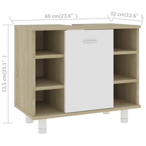 Ντουλάπι Νιπτήρα Λευκό/Sonoma Δρυς 60x32x53,5 εκ. Μοριοσανίδα