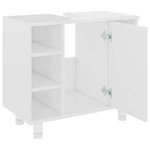 Ντουλάπι Νιπτήρα Γυαλιστερό Λευκό 60x32x53,5 εκ. Επεξ. Ξύλο - Pakobazaar