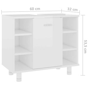 Ντουλάπι Νιπτήρα Γυαλιστερό Λευκό 60x32x53,5 εκ. Επεξ. Ξύλο - Pakobazaar