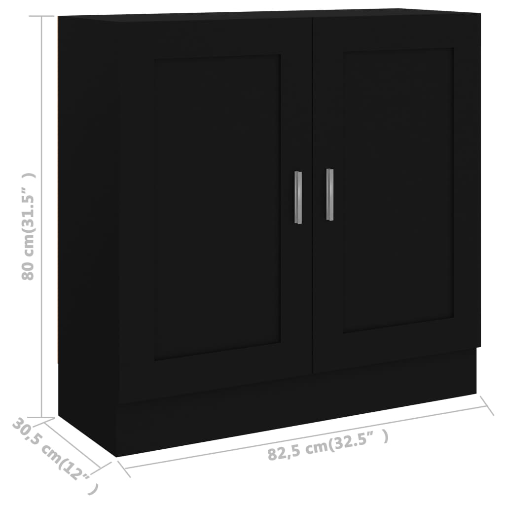Βιβλιοθήκη Μαύρη 82,5 x 30,5 x 80 εκ. Επεξ. Ξύλο
