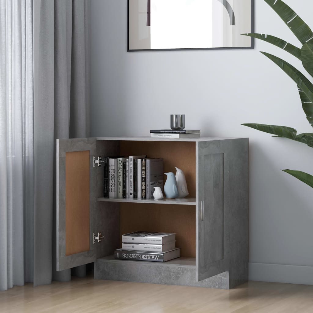 Βιβλιοθήκη Γκρι του Σκυροδέματος 82,5x30,5x80 εκ. Επεξ. Ξύλο - Pakobazaar