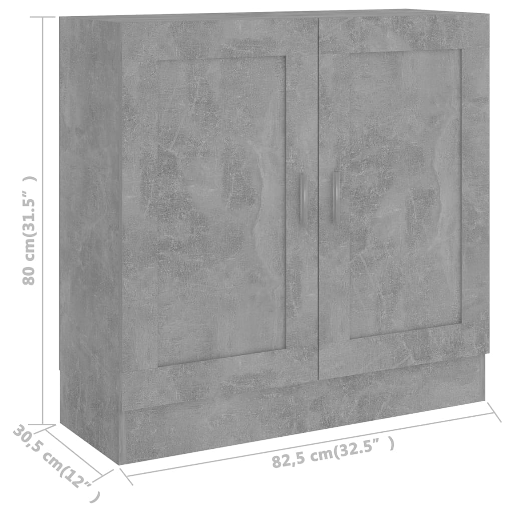 Βιβλιοθήκη Γκρι του Σκυροδέματος 82,5x30,5x80 εκ. Επεξ. Ξύλο - Pakobazaar