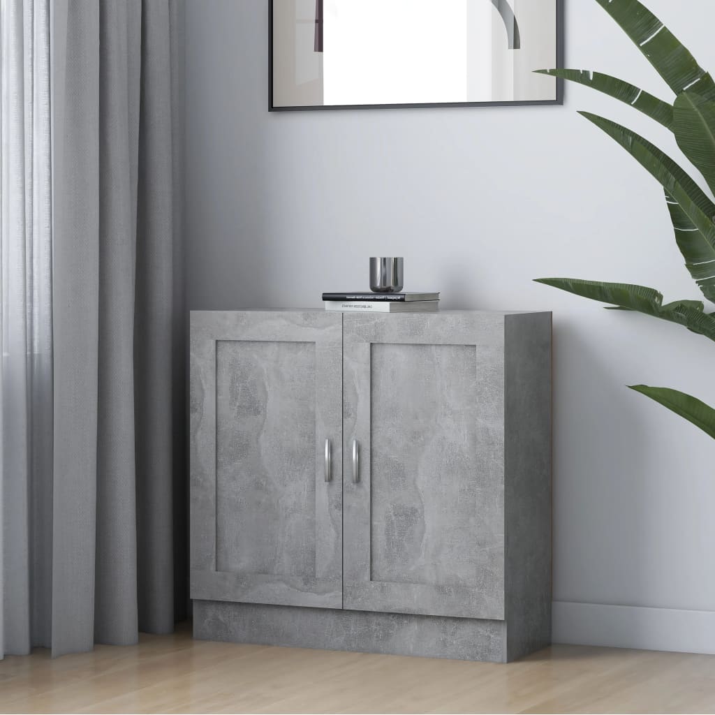 Βιβλιοθήκη Γκρι του Σκυροδέματος 82,5x30,5x80 εκ. Επεξ. Ξύλο - Pakobazaar