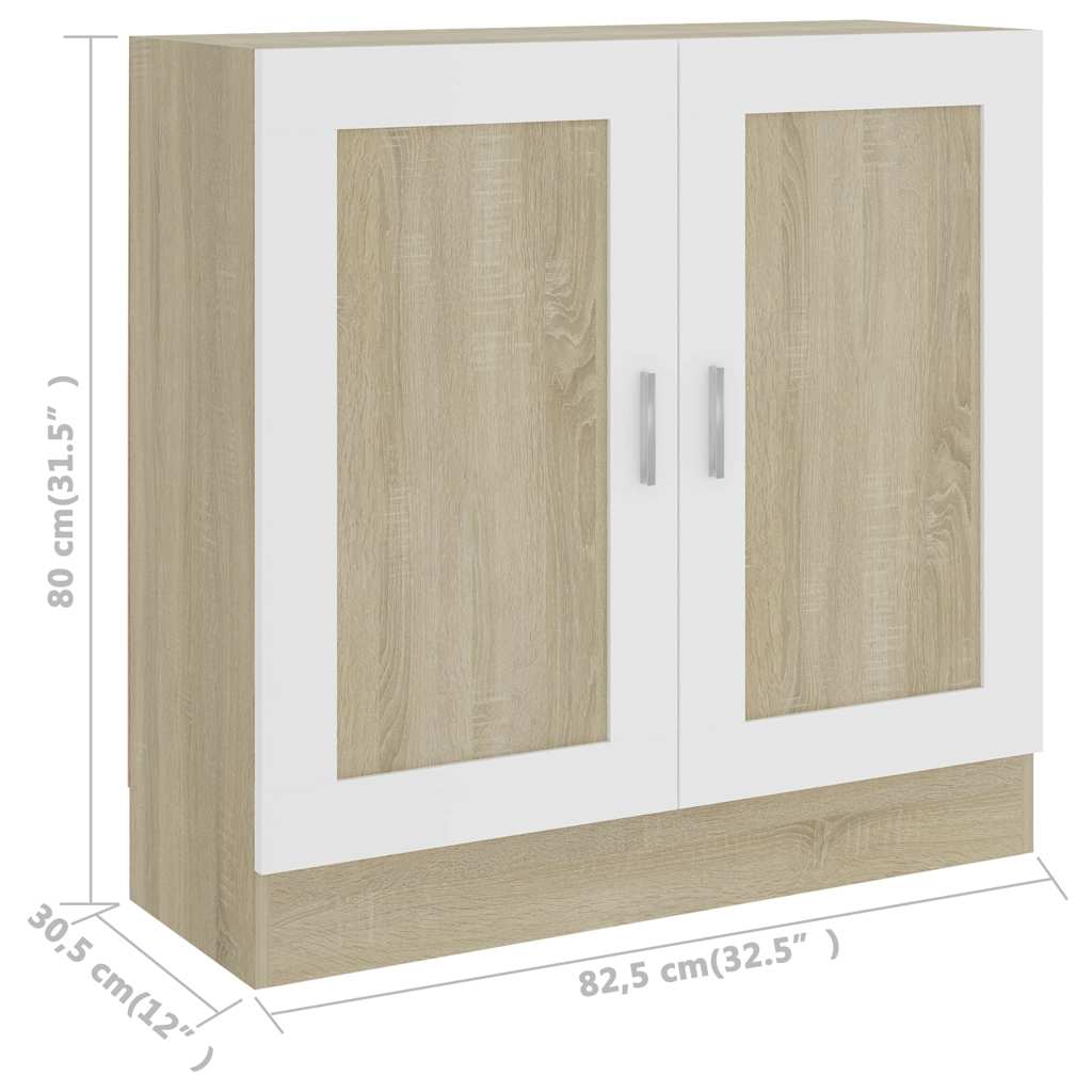 Βιβλιοθήκη Λευκό/Sonoma Δρυς 82,5 x 30,5 x 80 εκ. Μοριοσανίδα
