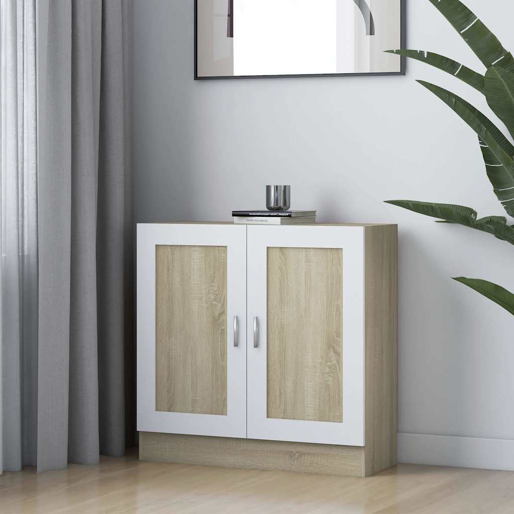 Βιβλιοθήκη Λευκό/Sonoma Δρυς 82,5 x 30,5 x 80 εκ. Μοριοσανίδα