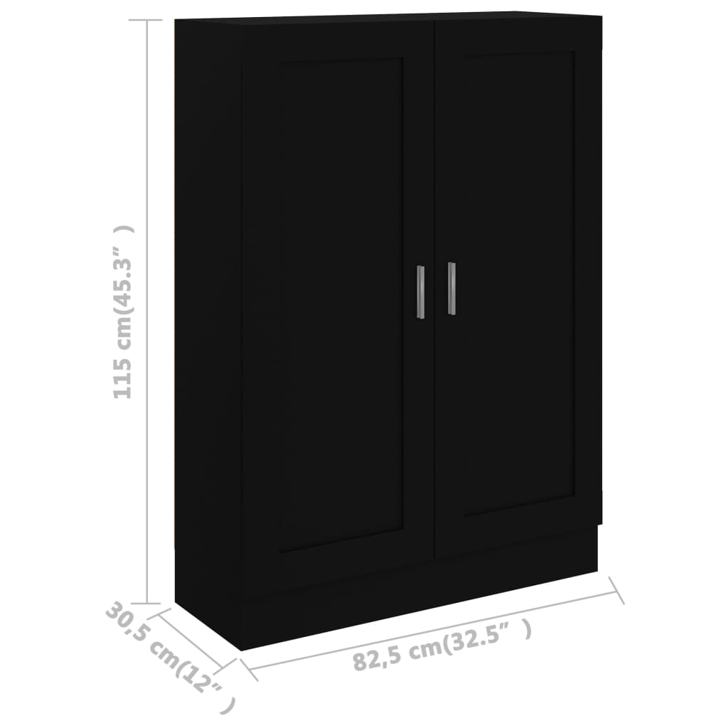 Βιβλιοθήκη Μαύρη 82,5 x 30,5 x 115 εκ. Επεξ. Ξύλο - Pakobazaar