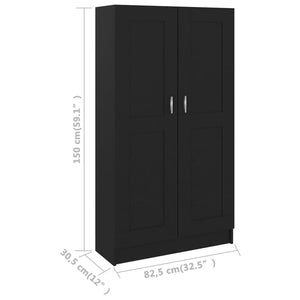 Βιβλιοθήκη Μαύρη 82,5 x 30,5 x 150 εκ. Επεξ. Ξύλο - Pakobazaar