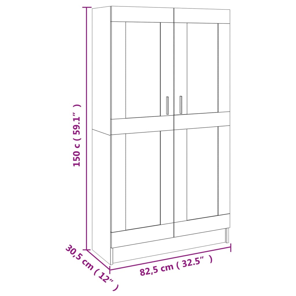 Βιβλιοθήκη Γκρι του Σκυροδέματος 82,5x30,5x150 εκ. Επεξ. Ξύλο