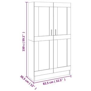 Βιβλιοθήκη Γκρι του Σκυροδέματος 82,5x30,5x150 εκ. Επεξ. Ξύλο