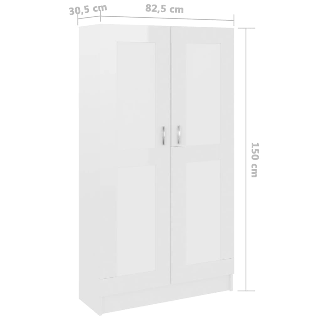 Βιβλιοθήκη Γυαλιστερό Λευκό 82,5 x 30,5 x 150 εκ. Επεξ. Ξύλο