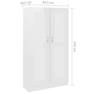 Βιβλιοθήκη Γυαλιστερό Λευκό 82,5 x 30,5 x 150 εκ. Επεξ. Ξύλο