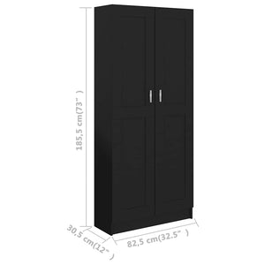 Βιβλιοθήκη Μαύρη 82,5 x 30,5 x 185,5 εκ. Επεξ. Ξύλο