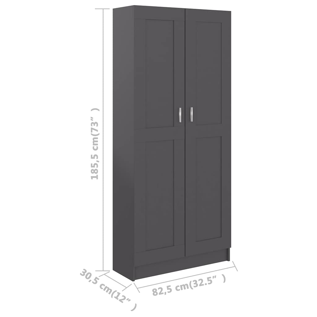 Βιβλιοθήκη Γκρι 82,5 x 30,5 x 185,5 εκ. Μοριοσανίδα - Pakobazaar