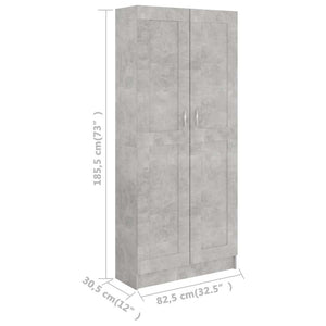 Βιβλιοθήκη Γκρι Σκυροδέματος 82,5x30,5x185,5 εκ. Μοριοσανίδα - Pakobazaar