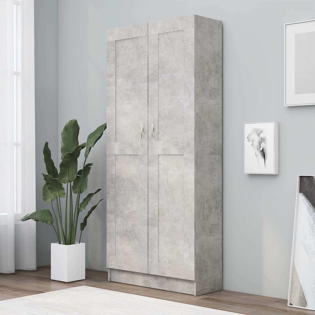 Βιβλιοθήκη Γκρι Σκυροδέματος 82,5x30,5x185,5 εκ. Μοριοσανίδα - Pakobazaar