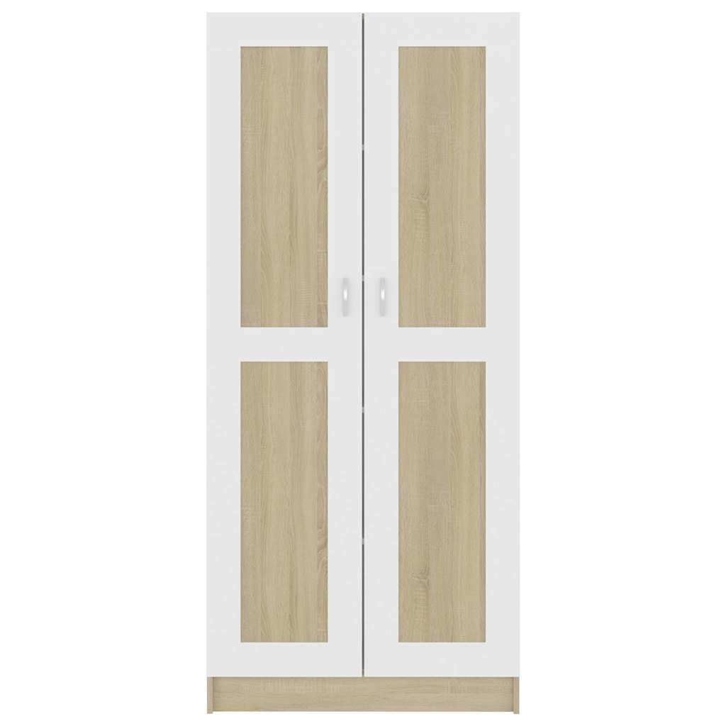 Βιβλιοθήκη Λευκό/Sonoma Δρυς 82,5x30,5x185,5 εκ. Μοριοσανίδα