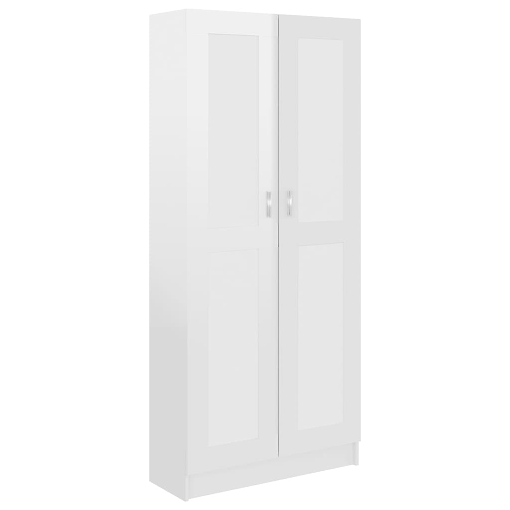 Βιβλιοθήκη Γυαλιστερό Λευκό 82,5 x 30,5 x 185,5 εκ. Επεξ. Ξύλο