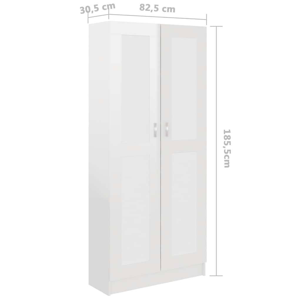Βιβλιοθήκη Γυαλιστερό Λευκό 82,5 x 30,5 x 185,5 εκ. Επεξ. Ξύλο