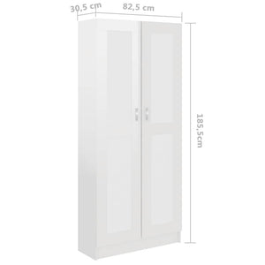 Βιβλιοθήκη Γυαλιστερό Λευκό 82,5 x 30,5 x 185,5 εκ. Επεξ. Ξύλο