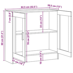 Βιτρίνα Μαύρη 82,5 x 30,5 x 80 εκ. Επεξ. Ξύλο - Pakobazaar