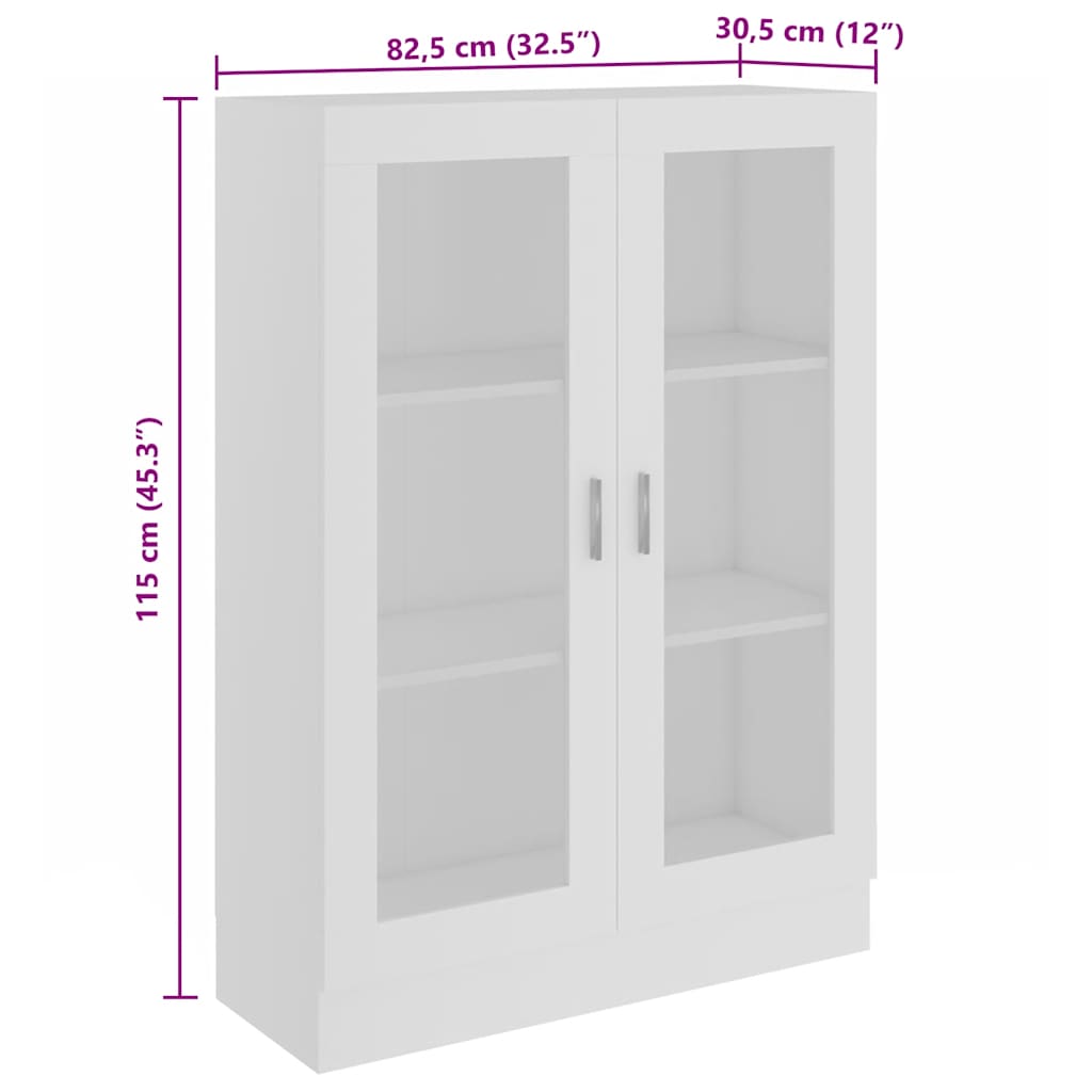 Βιτρίνα Λευκή 82,5 x 30,5 x 115 εκ. Επεξ. Ξύλο