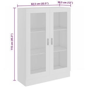 Βιτρίνα Λευκή 82,5 x 30,5 x 115 εκ. Επεξ. Ξύλο