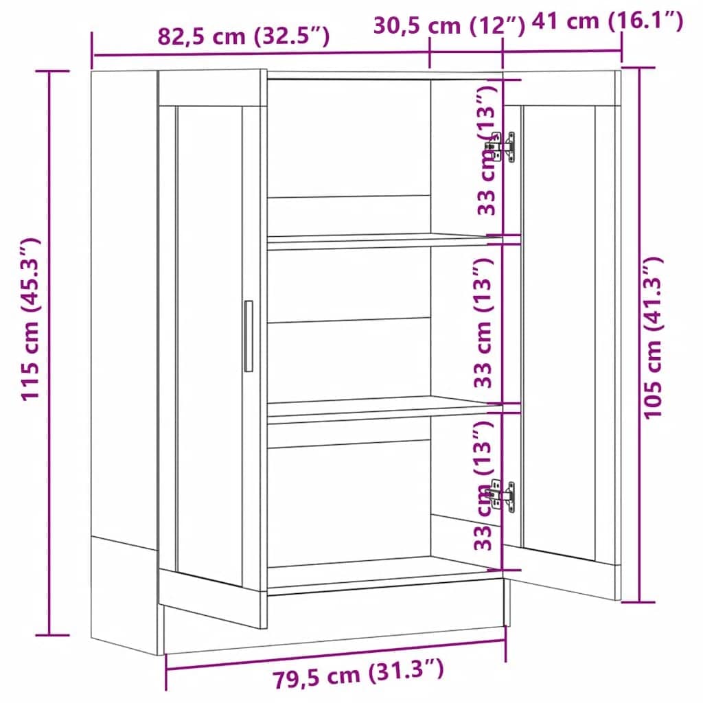 Βιτρίνα Λευκή 82,5 x 30,5 x 115 εκ. Επεξ. Ξύλο