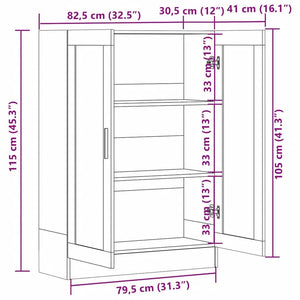 Βιτρίνα Λευκή 82,5 x 30,5 x 115 εκ. Επεξ. Ξύλο