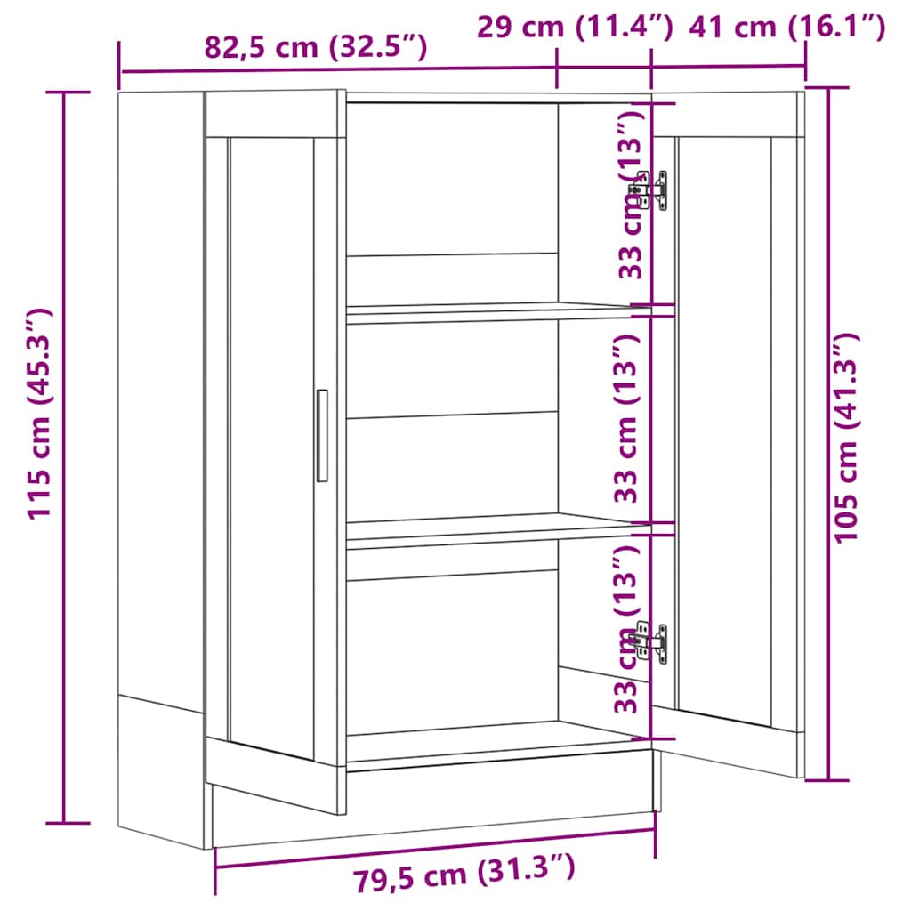 Βιτρίνα Γκρι 82,5 x 30,5 x 115 εκ. Μοριοσανίδα
