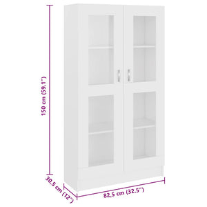 Βιτρίνα Λευκή 82,5 x 30,5 x 150 εκ. Επεξ. Ξύλο - Pakobazaar