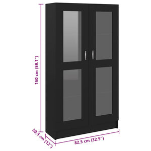 Βιτρίνα Μαύρη 82,5 x 30,5 x 150 εκ. Επεξ. Ξύλο - Pakobazaar