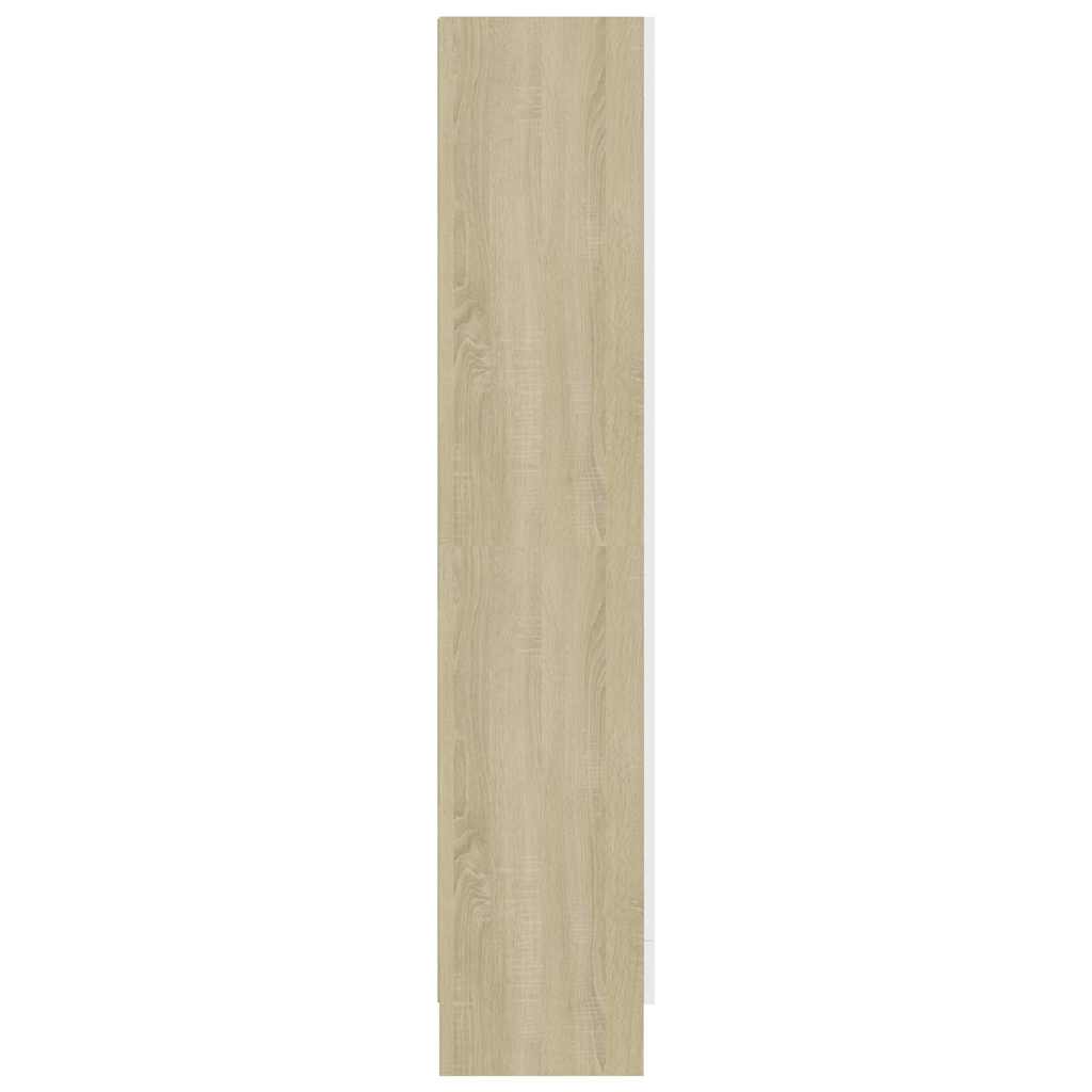 Βιτρίνα Λευκό/Sonoma Δρυς 82,5 x 30,5 x 150 εκ. Μοριοσανίδα