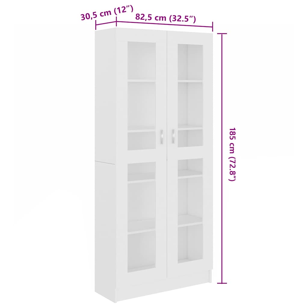 Βιτρίνα Λευκή 82,5 x 30,5 x 185 εκ. Επεξ. Ξύλο - Pakobazaar