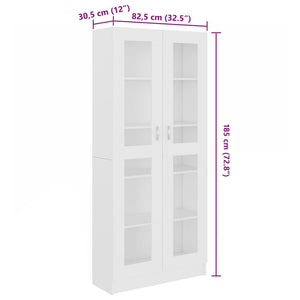 Βιτρίνα Λευκή 82,5 x 30,5 x 185 εκ. Επεξ. Ξύλο - Pakobazaar