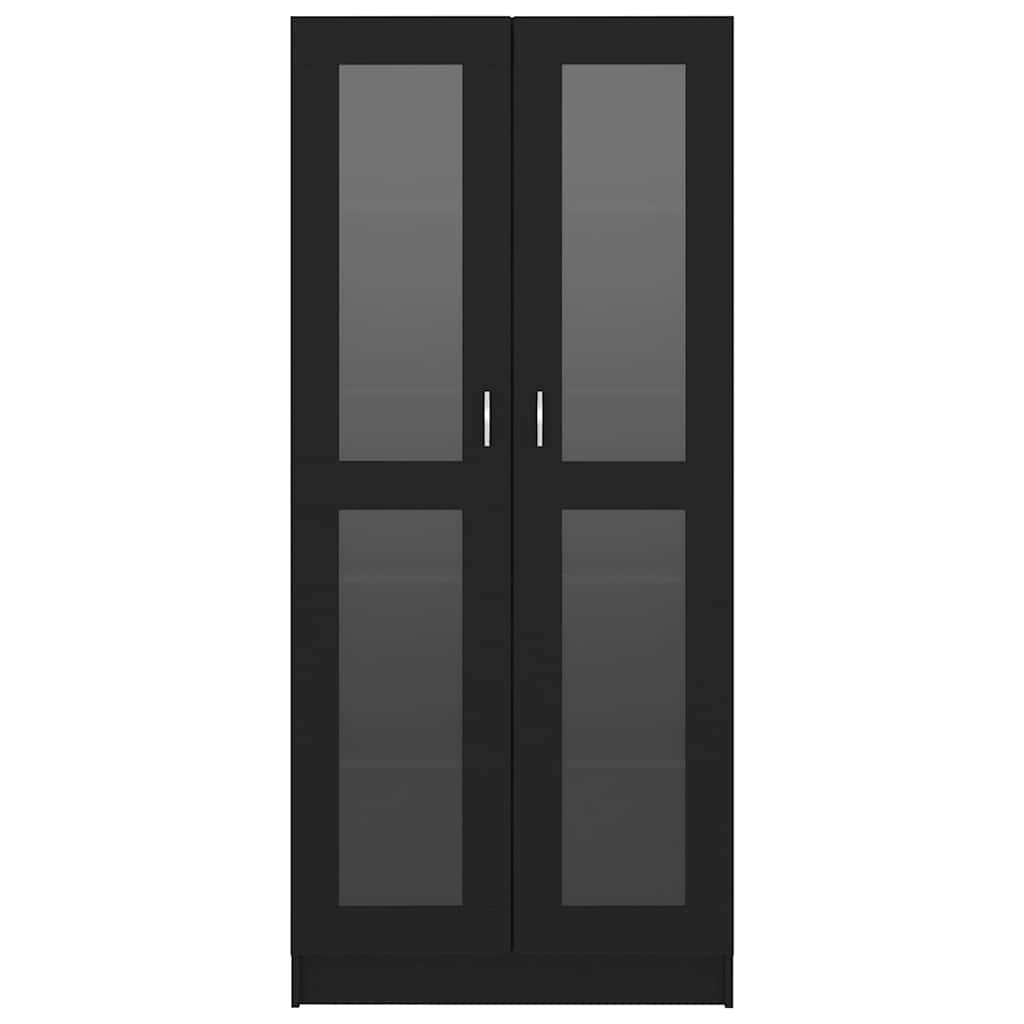 Βιτρίνα Μαύρη 82,5 x 30,5 x 185 εκ. Επεξ. Ξύλο