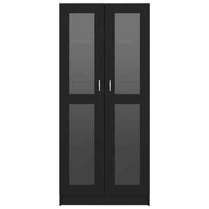 Βιτρίνα Μαύρη 82,5 x 30,5 x 185 εκ. Επεξ. Ξύλο
