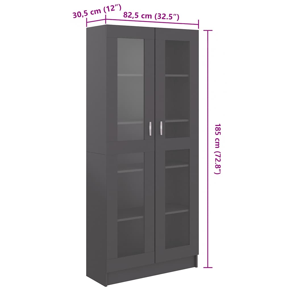 Βιτρίνα Γκρι 82,5 x 30,5 x 185 εκ. Μοριοσανίδα