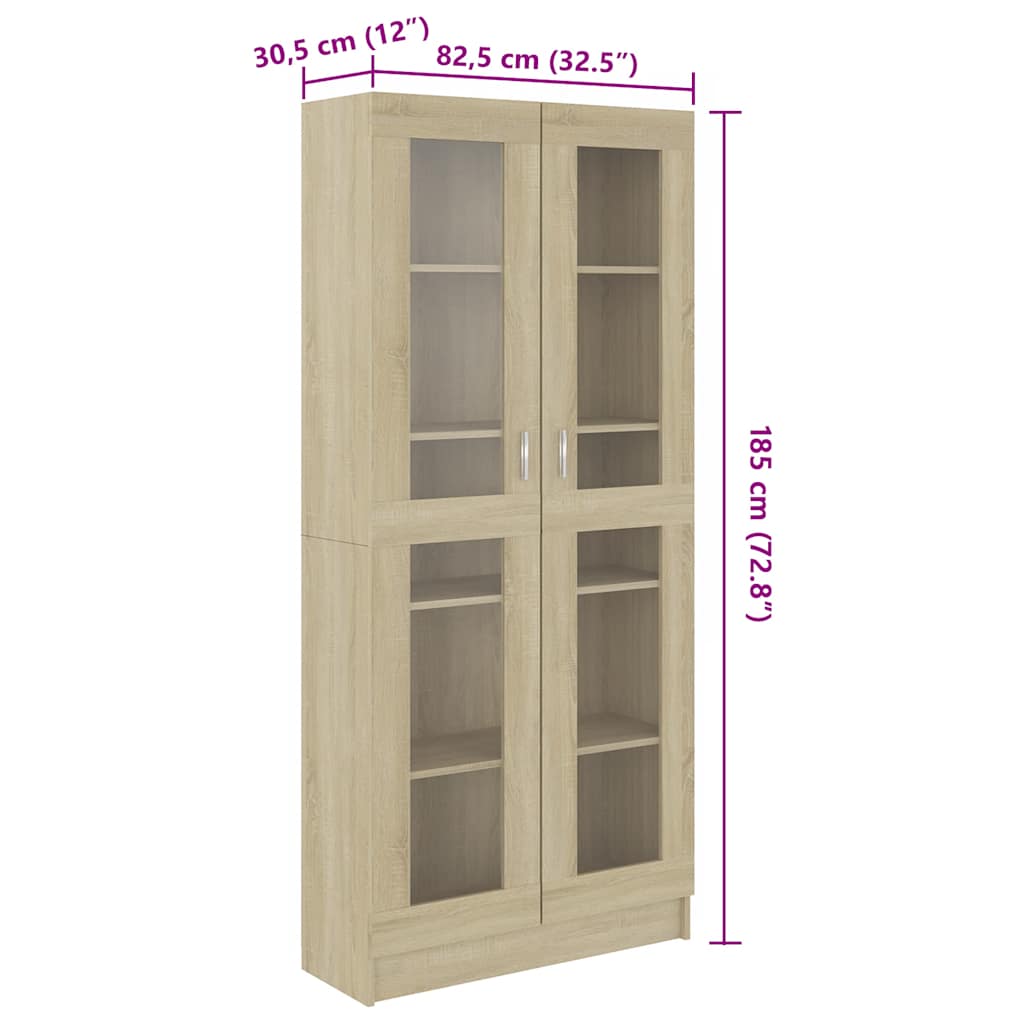 Βιτρίνα Χρώμα Sonoma Δρυς 82,5 x 30,5 x 185 εκ. Επεξ. Ξύλο - Pakobazaar
