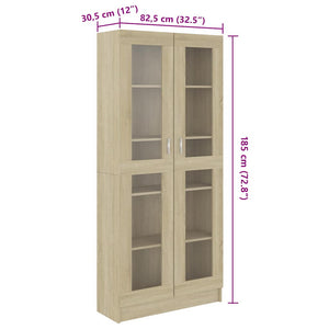 Βιτρίνα Χρώμα Sonoma Δρυς 82,5 x 30,5 x 185 εκ. Επεξ. Ξύλο - Pakobazaar