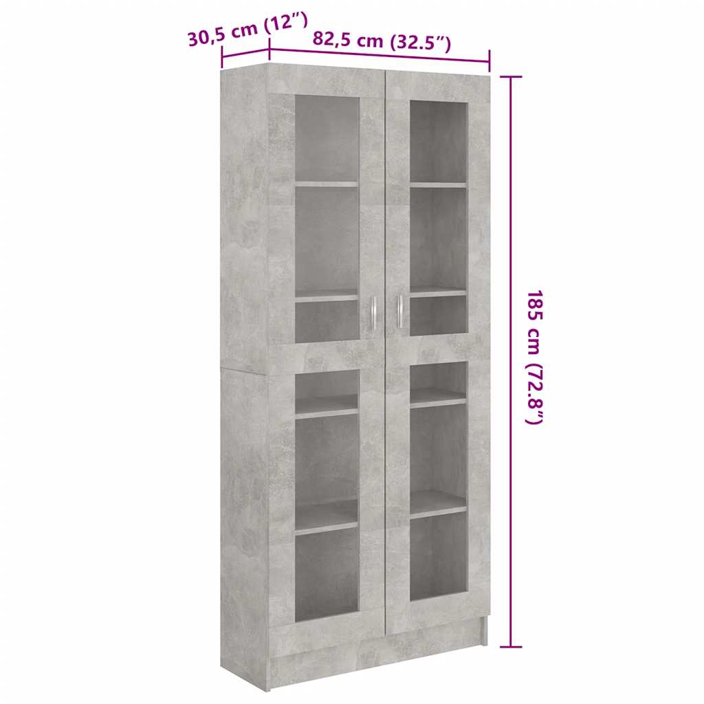 Βιτρίνα Γκρι του Σκυροδέματος 82,5x30,5x185,5 εκ. Επεξ. Ξύλο - Pakobazaar