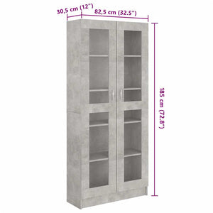 Βιτρίνα Γκρι του Σκυροδέματος 82,5x30,5x185,5 εκ. Επεξ. Ξύλο - Pakobazaar