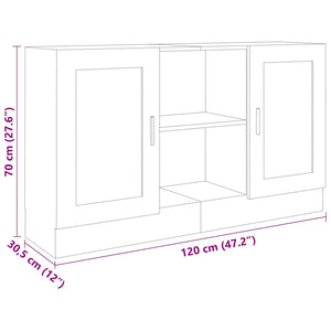 Μπουφές Γυαλιστερό Λευκό 120 x 30,5 x 70 εκ. από Επεξ. Ξύλο