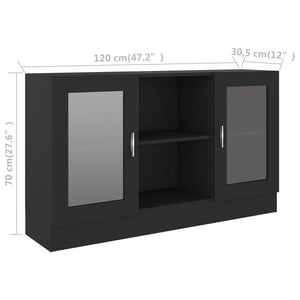 Βιτρίνα Μαύρη 120 x 30,5 x 70 εκ. από Επεξ. Ξύλο