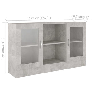 Βιτρίνα Γκρι Σκυροδέματος 120 x 30,5 x 70 εκ. από Επεξ. Ξύλο
