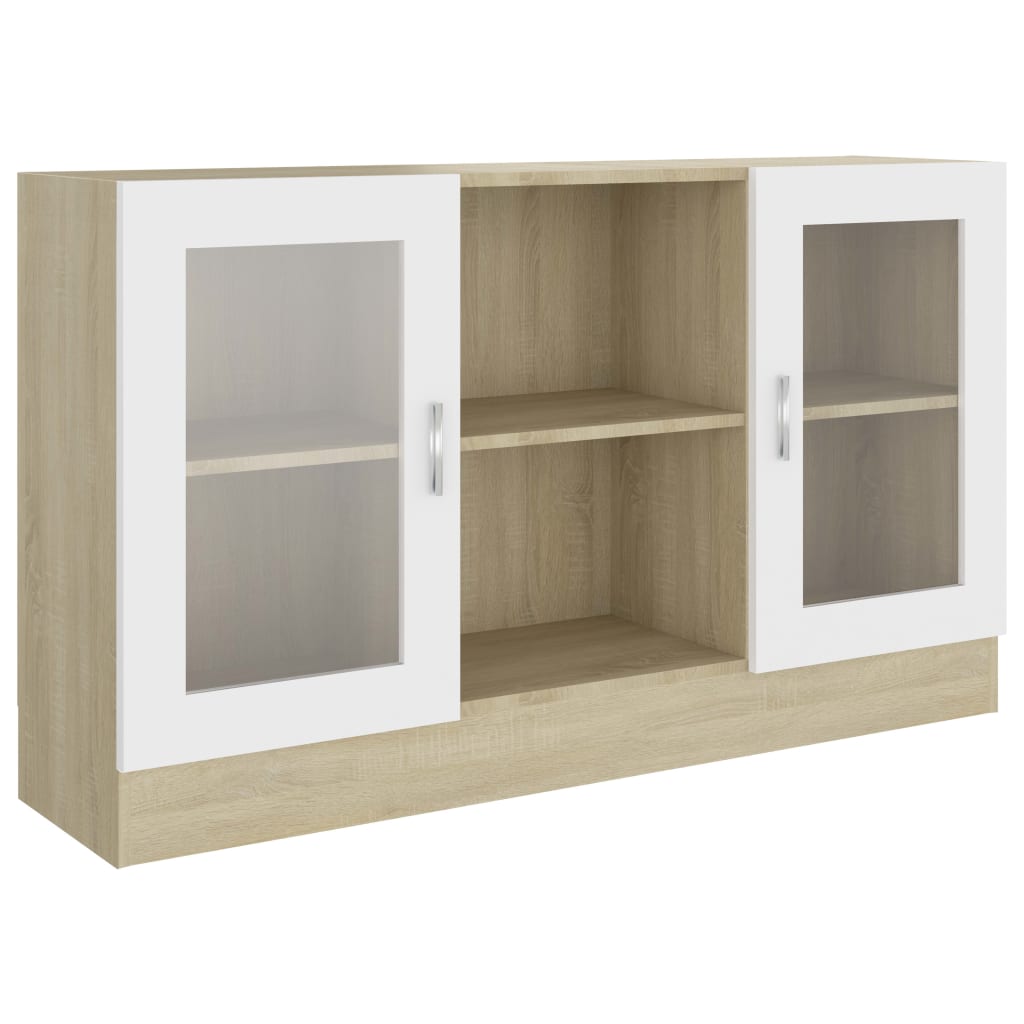 Βιτρίνα Λευκό/Sonoma Δρυς 120 x 30,5 x 70 εκ. από Επεξ. Ξύλο