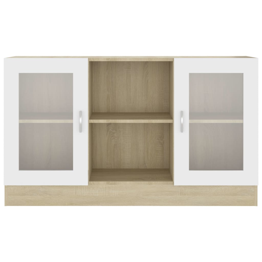 Βιτρίνα Λευκό/Sonoma Δρυς 120 x 30,5 x 70 εκ. από Επεξ. Ξύλο