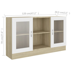 Βιτρίνα Λευκό/Sonoma Δρυς 120 x 30,5 x 70 εκ. από Επεξ. Ξύλο