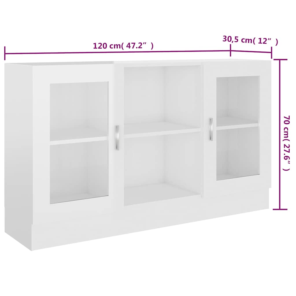 Βιτρίνα Γυαλιστερό Λευκό 120 x 30,5 x 70 εκ. από Επεξ. Ξύλο