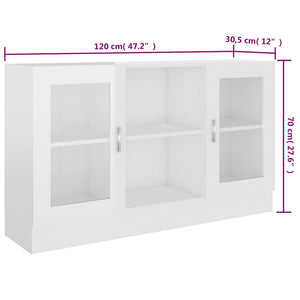 Βιτρίνα Γυαλιστερό Λευκό 120 x 30,5 x 70 εκ. από Επεξ. Ξύλο
